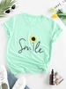 ZAFUL T-shirt à Imprimé Tournesol à Manches Courtes L Vert clair