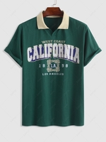 ZAFUL T-shirt à Lettre CALIFORNIA à Manche Courte à Col Polo L Vert profond