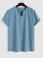 ZAFUL T-shirt à Manches Courtes à Col Cranté M Bleu
