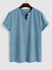 ZAFUL T-shirt à Manches Courtes à Col Cranté S Bleu