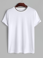 ZAFUL T-shirt à Manches Courtes à Col Côtelé M Blanc