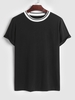 ZAFUL T-shirt à Manches Courtes à Col Côtelé M Noir