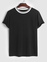 ZAFUL T-shirt à Manches Courtes à Col Côtelé M Noir