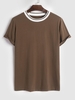 ZAFUL T-shirt à Manches Courtes à Col Côtelé Xxl Café