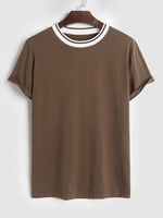 ZAFUL T-shirt à Manches Courtes à Col Côtelé Xxl Café