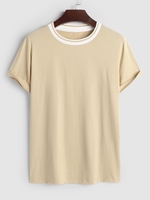 ZAFUL T-shirt à Manches Courtes à Col Côtelé Xxl Café lumière