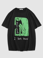 ZAFUL T-shirt Amusant à Imprimé Lettre Esthétique Y2K Xl Noir