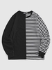 ZAFUL T-shirt Applique Rayé Imprimé à Demi-Manches Xxl Noir