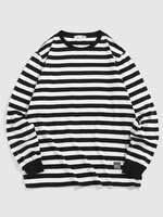 ZAFUL T-shirt Applique Rayé Imprimé Détaillé Xxl Noir