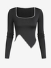 ZAFUL T-shirt Asymétrique Cousu Contrasté Réfléchissant M Noir