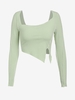 ZAFUL T-shirt Asymétrique Fendu Côtelé Cousu S Vert clair