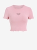 ZAFUL T-shirt Bébé Côtelé Découpé en Forme de Cœur à Ourlet en Laitue M Rose clair