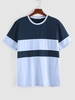 ZAFUL T-shirt Bicolore en Blocs de Couleurs à Manches Courtes L Bleu clair