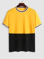 ZAFUL T-shirt Bicolore en Blocs de Couleurs à Manches Courtes L Jaune
