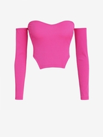 ZAFUL T-shirt Corset Côtelé à Epaule Dénudée S Rose léger