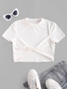 ZAFUL T-shirt Court Ajusté Côtelé Tordu S Blanc