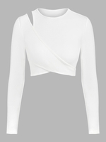 ZAFUL T-shirt Court Côtelé Croisé Découpé S Blanc