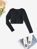 ZAFUL T-shirt Court Côtelé Croisé S Noir