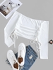 ZAFUL T-shirt Court Côtelé Sanglé à Epaule Dénudée M Blanc