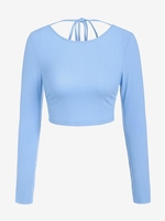ZAFUL T-shirt Court Côtelé sans Dos Xl Bleu clair