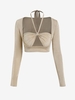 ZAFUL T-Shirt Court Découpé à Col Halter M Café lumière