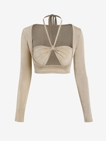 ZAFUL T-Shirt Court Découpé à Col Halter M Café lumière