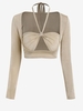 ZAFUL T-Shirt Court Découpé à Col Halter S Café lumière