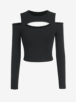 ZAFUL T-shirt Court Découpé à Epaule Dénudée S Noir