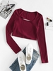 ZAFUL T-shirt Court Découpé Côtelé Tordu L Rouge foncé