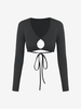 ZAFUL T-shirt Court Découpé Noué Ouvert Au Dos M Noir