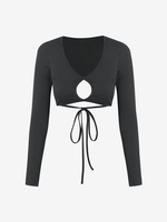 ZAFUL T-shirt Court Découpé Noué Ouvert Au Dos M Noir