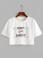 ZAFUL T-shirt Court Gesture Graphique L Blanc