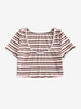 ZAFUL T-shirt Court Rayé Côtelé S