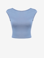 ZAFUL T-shirt Court sans Dos à Mancherons L Bleu clair