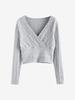 ZAFUL T-shirt Court Superposé Côtelé L Gris clair