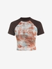 ZAFUL T-shirt Court Teinté à Manches Raglan M Café
