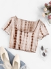 ZAFUL T-shirt Court Teinté à Ourlet en Laitue pour Bébé M Café