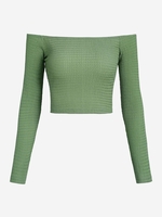 ZAFUL T-shirt Court Texturé à Epaule Dénudée S Vert