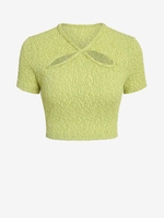 ZAFUL T-shirt Court Texturé Découpé L Jaune