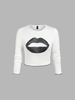 ZAFUL T-shirt Court à Imprimé Lèvre Brillante de Grande Taille à Ourlet en Laitue