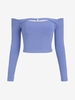 ZAFUL T-shirt Côtelé Anneau en O à Epaule Dénudée M Bleu clair