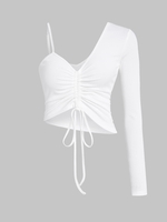ZAFUL T-shirt Côtelé Asymétrique Cintré Une Manches S Blanc