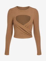 ZAFUL T-shirt Côtelé Découpé L Café