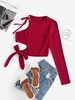 ZAFUL T-shirt Côtelé Découpé Noué à Une Manche Xl Rouge foncé
