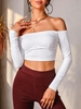 ZAFUL T-shirt Côtelé Détaillé à Epaule Dénudée M Blanc