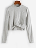 ZAFUL T-shirt Côtelé Ourlet Tordu à Col Montant M Gris clair