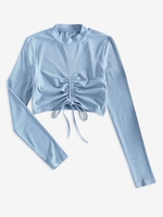 ZAFUL T-shirt Côtelé Sanglé à Col Montant S Bleu clair