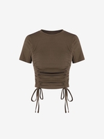 ZAFUL T-shirt Côtelé Sanglé S Café profond
