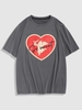 ZAFUL T-shirt Cœur Lettre Ange Graphique Streetwear L Gris