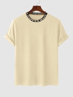 ZAFUL T-shirt Décontracté à Imprimé Lettre à Col Côtelé Streetwear Xxl Café lumière